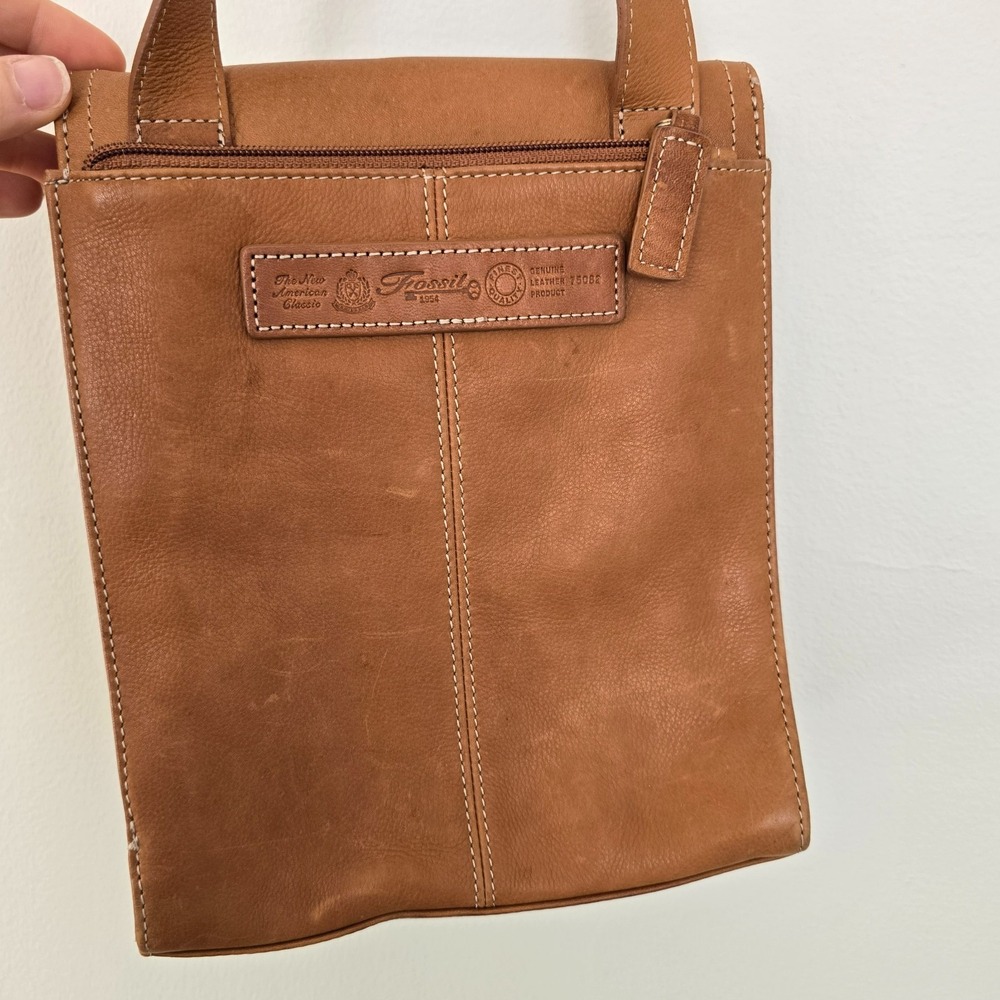 VTG FOSSIL Women Leather Crossbody Bag Boho Indie Utility Messenger Pouch Y2K - Picture 5 of 13